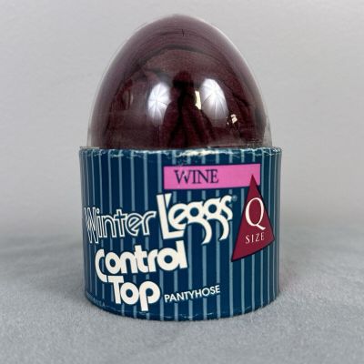 Vintage L'eggs Egg Winter Opaque Control Top Nylon Pantyhose Wine Color Size Q